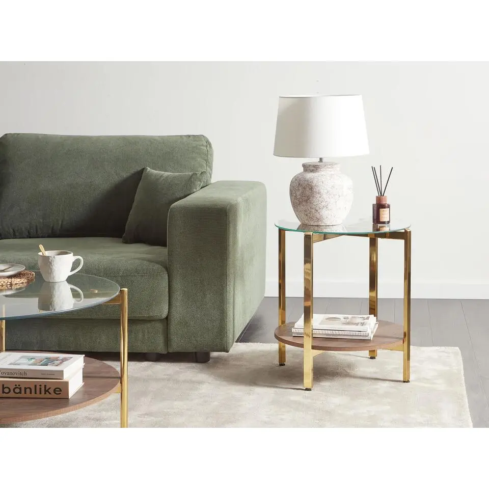 LOVELL - Bijzettafel - Donkerbruin/Goud - Hout