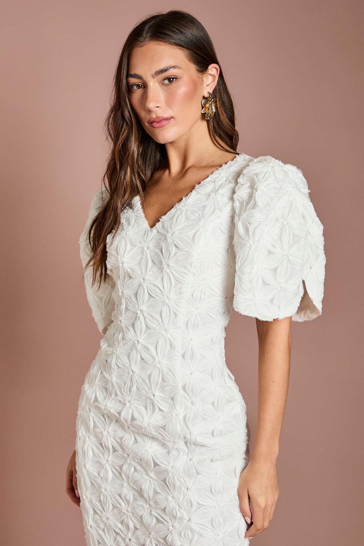 Coast Floral Pleated Sleeve Pencil Dress