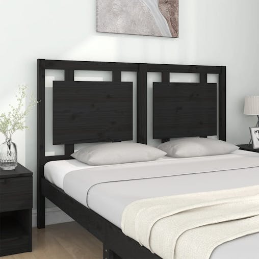 NNEVL Bed Headboard Black 140.5x4x100 cm Solid Wood Pine