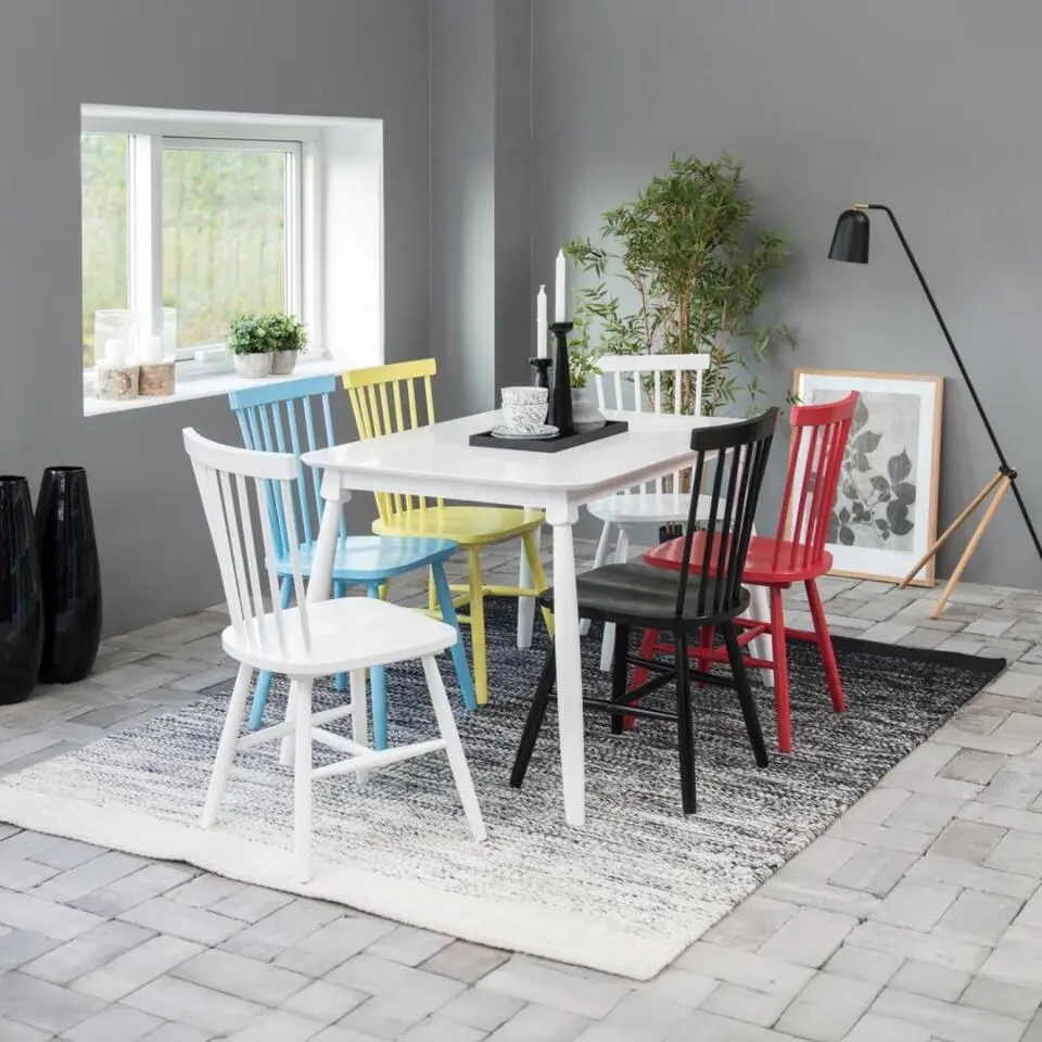 Eetkamerstoel - Wit Hout - Zithoogte 44,5cm - Urvik - Set van 2