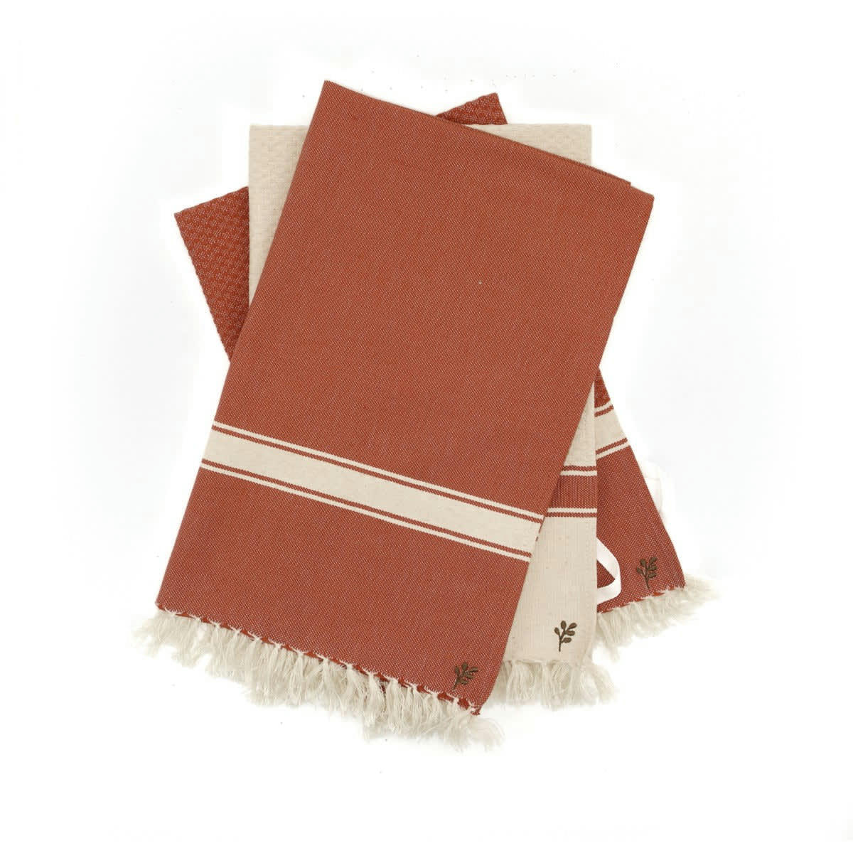 MARSA - Torchons (x3) coton  45x75 rouge brique