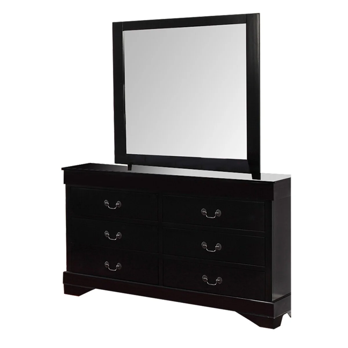 Traditional 5 Piece Wooden Full Sleigh Bedroom Set, Black