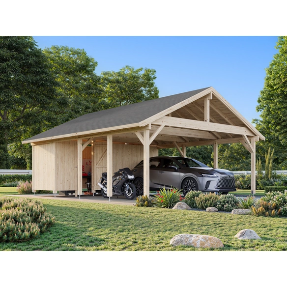 Carport »Robert«, Aufstellmaße BxTxH: 637 x 764 x 363 cm, unbehandelt, Holz