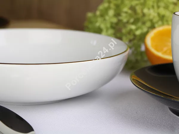 Serwis obiadowo - kawowy na 6 osób (30 el) Bogucice - Black & White Gold 1207