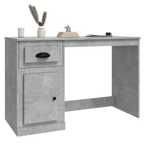NNEVL Desk with Drawer Concrete Grey 115x50x75 cm Engineered Wood
