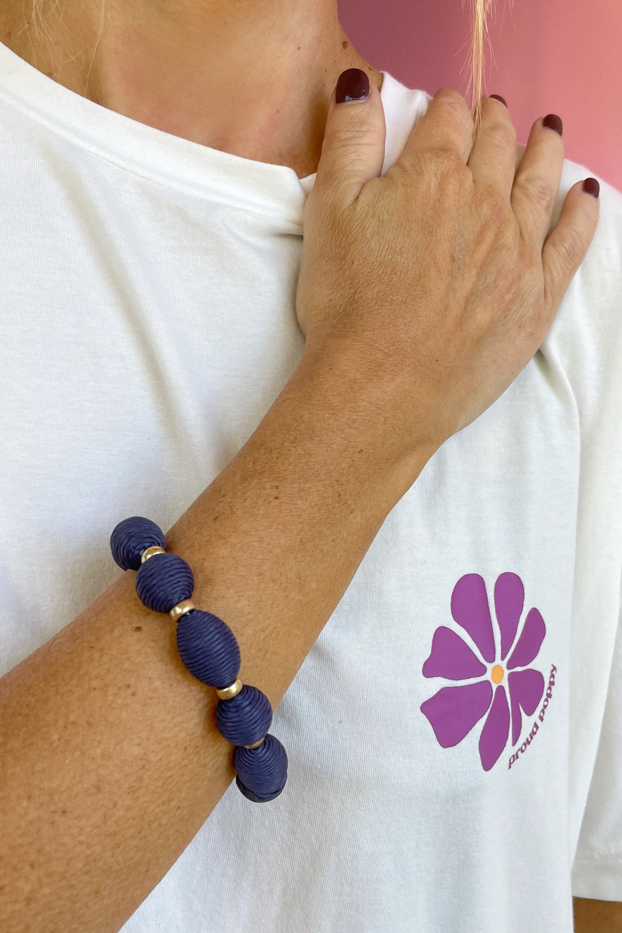 Navy & Gold Beaded Bracelet