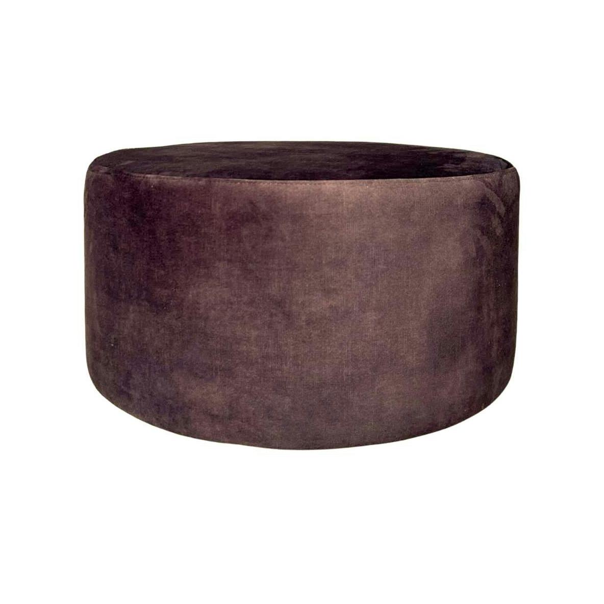 Pouf rond marron tissu doux Ø80 cm RIVOLI