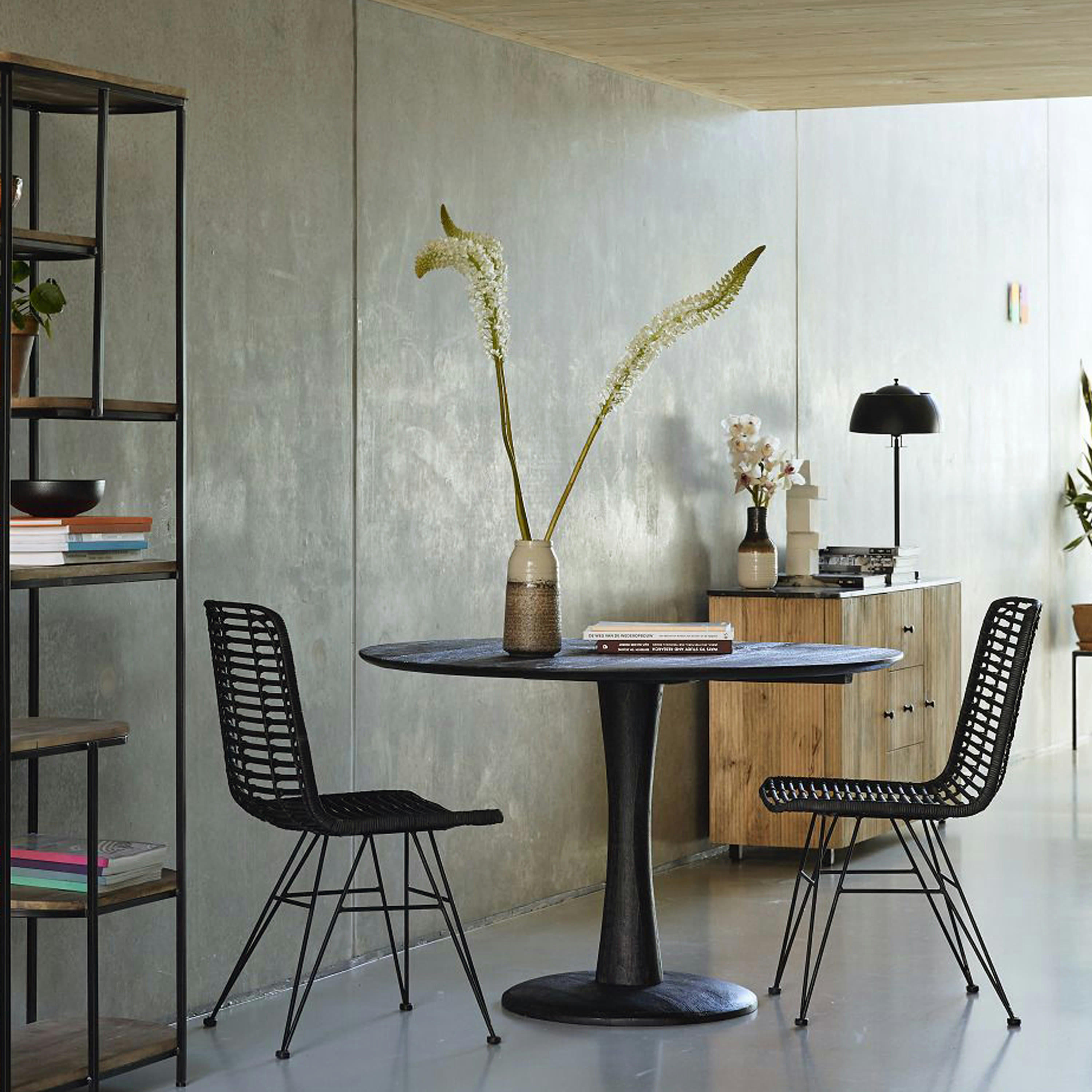 BANGALORE - BANGALORE-Table repas ronde Diam 120 cm, bois de Manguier massif noir