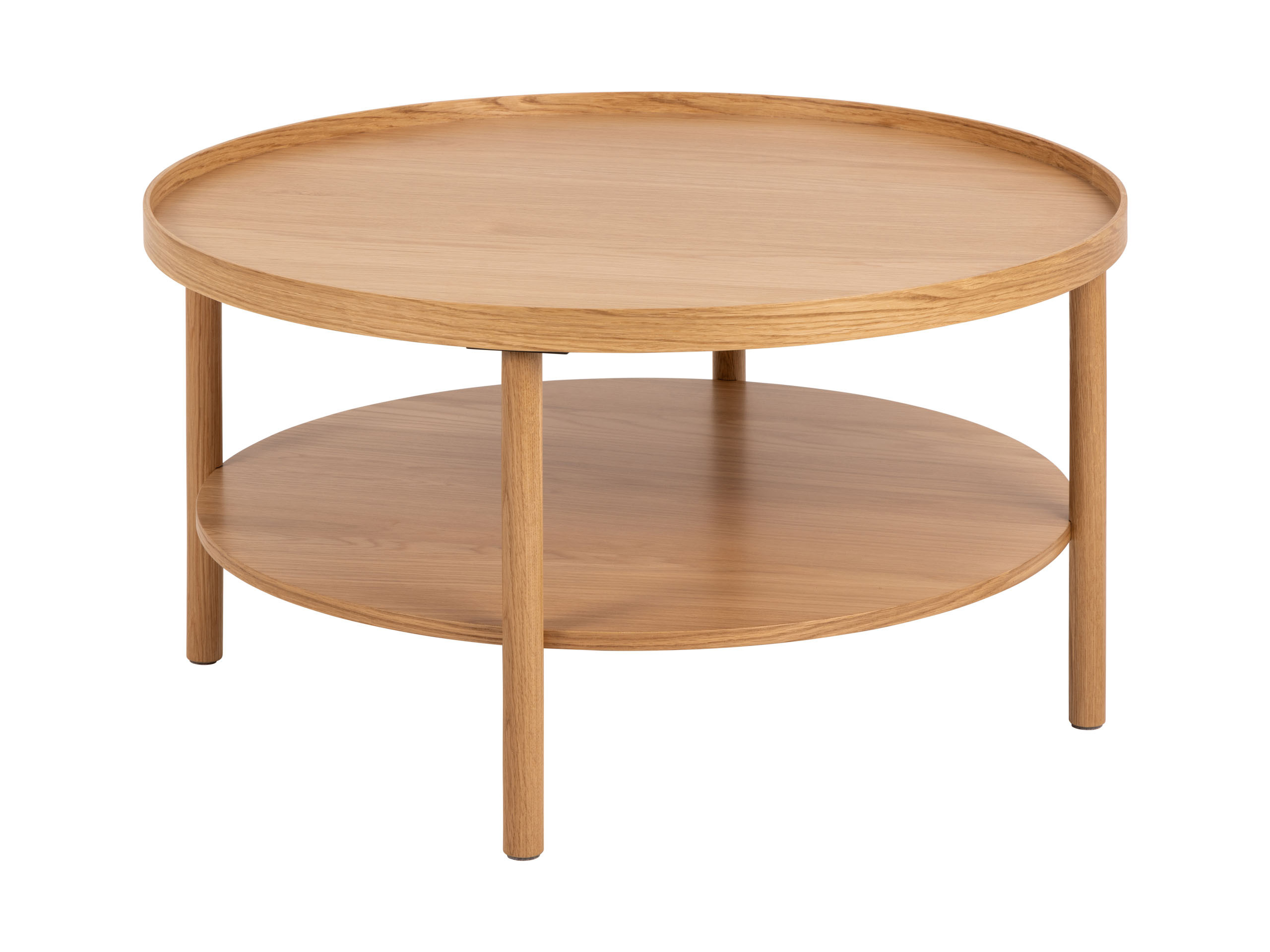 Ława okrągła 80 cm Scala wood z półką, Oak lacquered