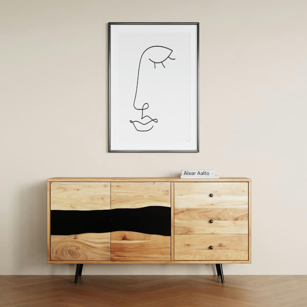 ALABAMA - Buffet en bois d'acacia massif et métal