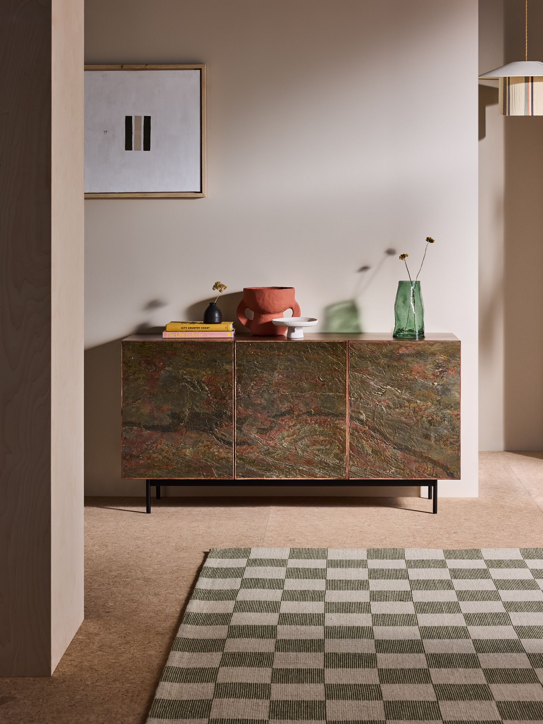 Dilan Large Sideboard in Mango Wood Stone Veneer