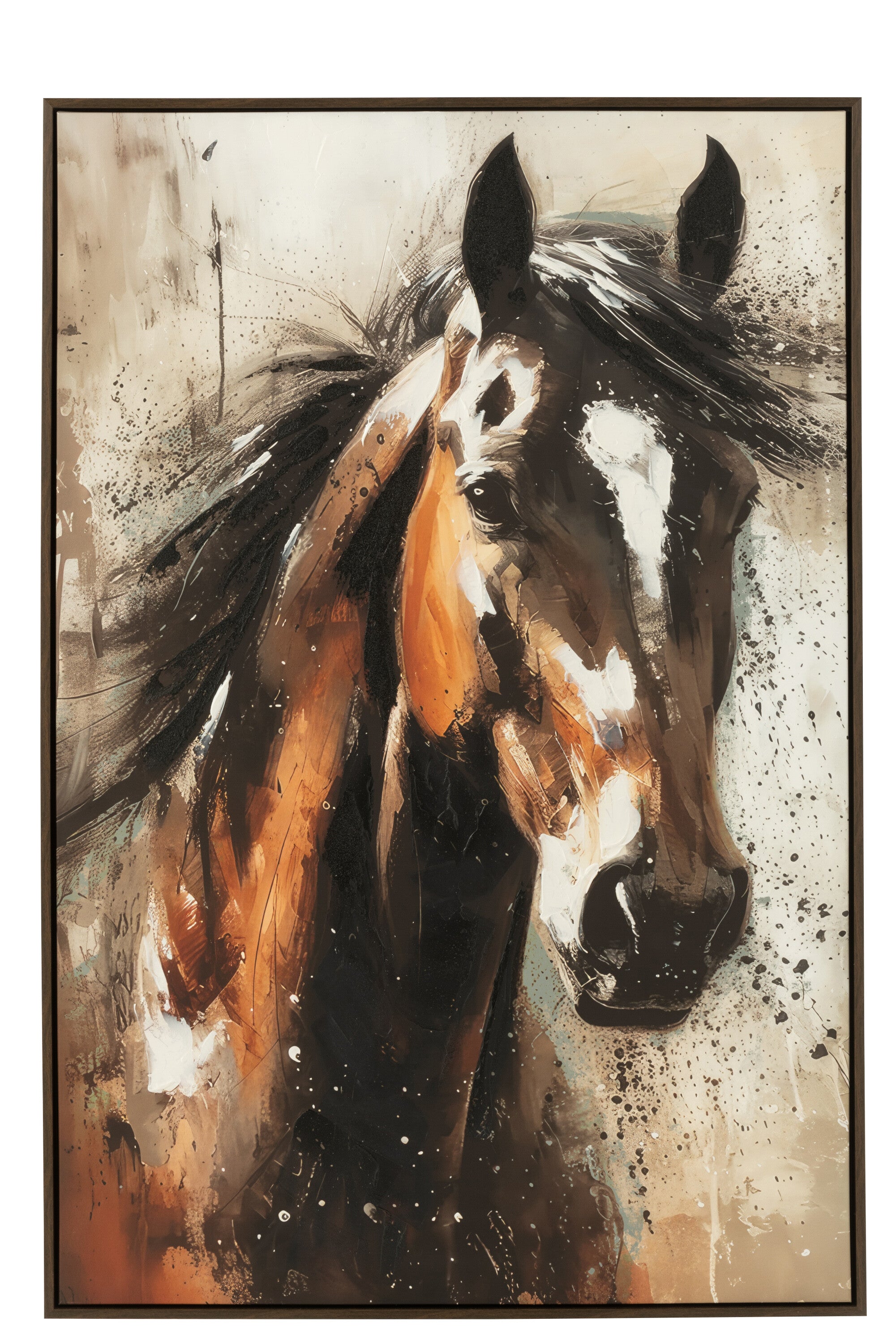 J-Line wanddecoratie Rechthoek Paard - canvas - mix