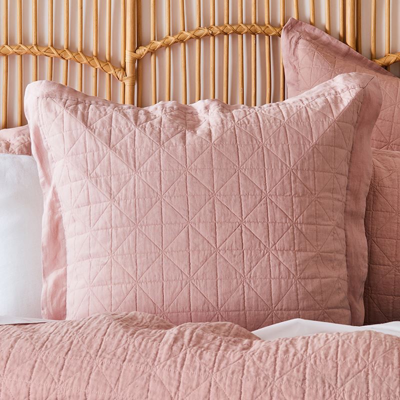 Vintage Washed Linen Nude Pink Quilted Quilt Cover Separates