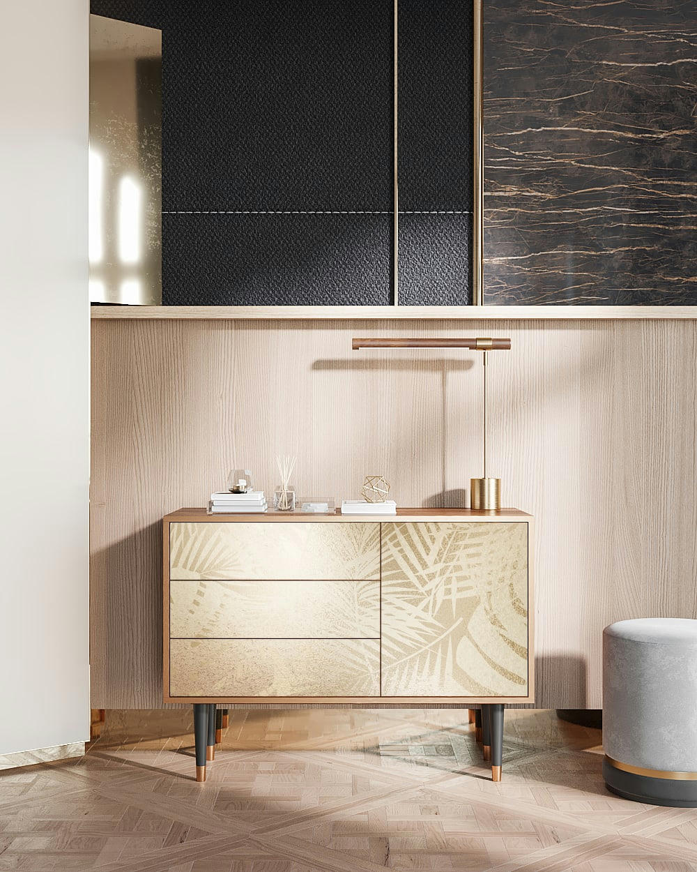 PLANT OF THE DESSERT - Buffet  sable 3 tiroirs et 1 porte L 115 cm