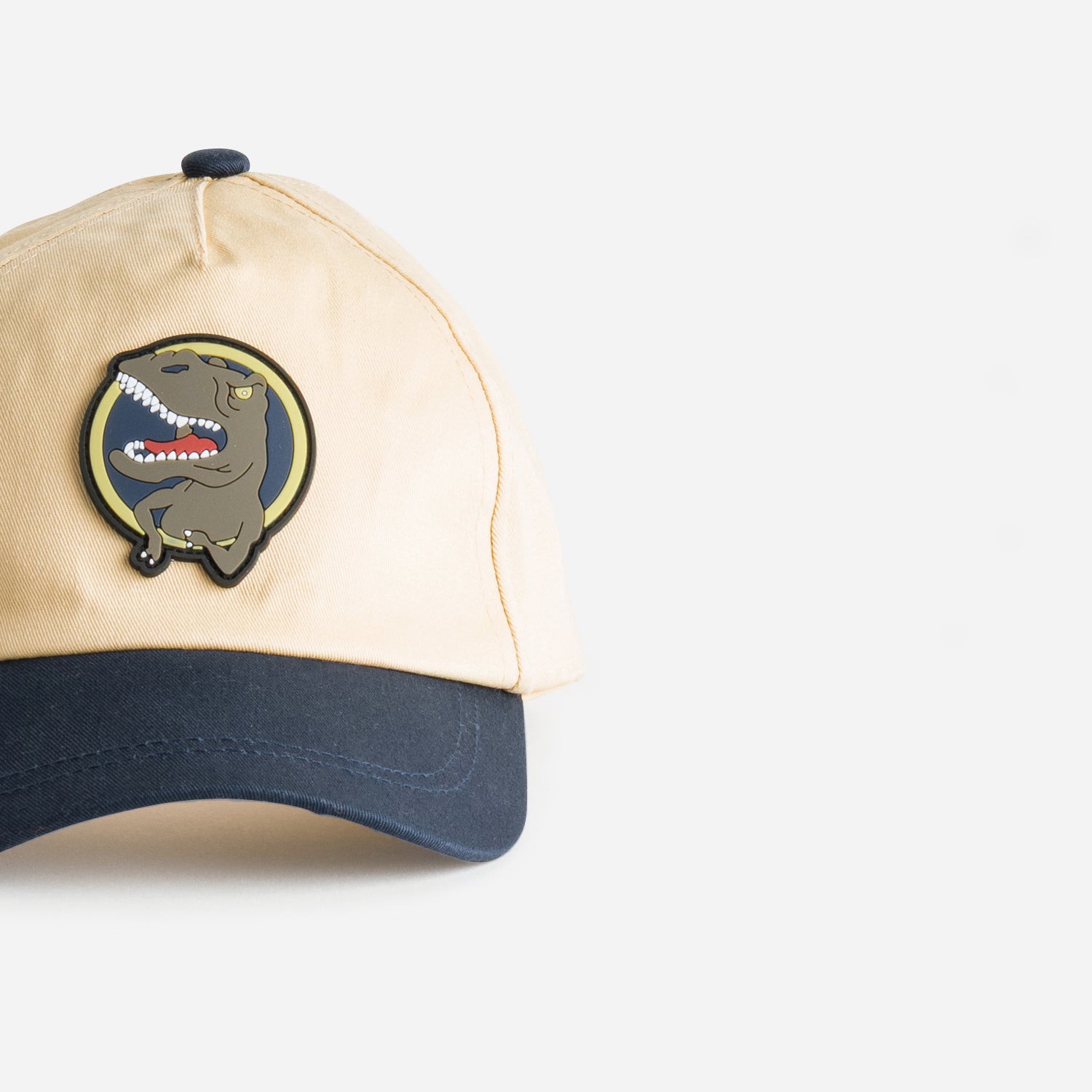 Casquette beige et marine patch dinosaure