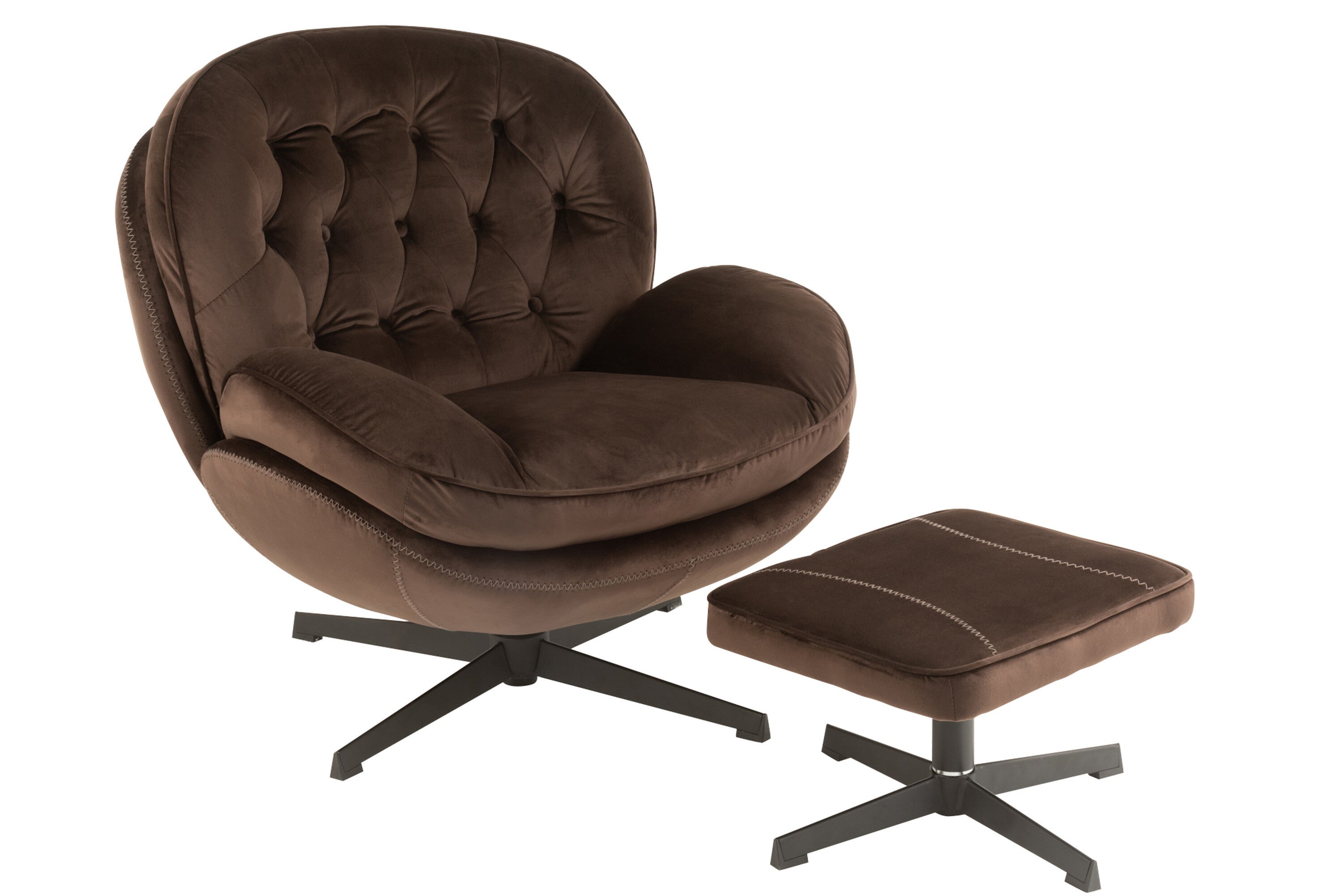 J-Line zetel Relax   voetbank - metaal/textiel - donkerbruin