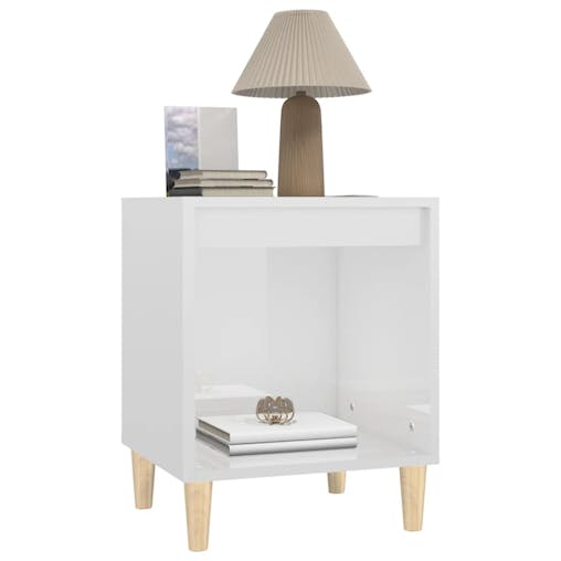 NNEVL Bedside Cabinets 2 pcs High Gloss White 40x35x50 cm