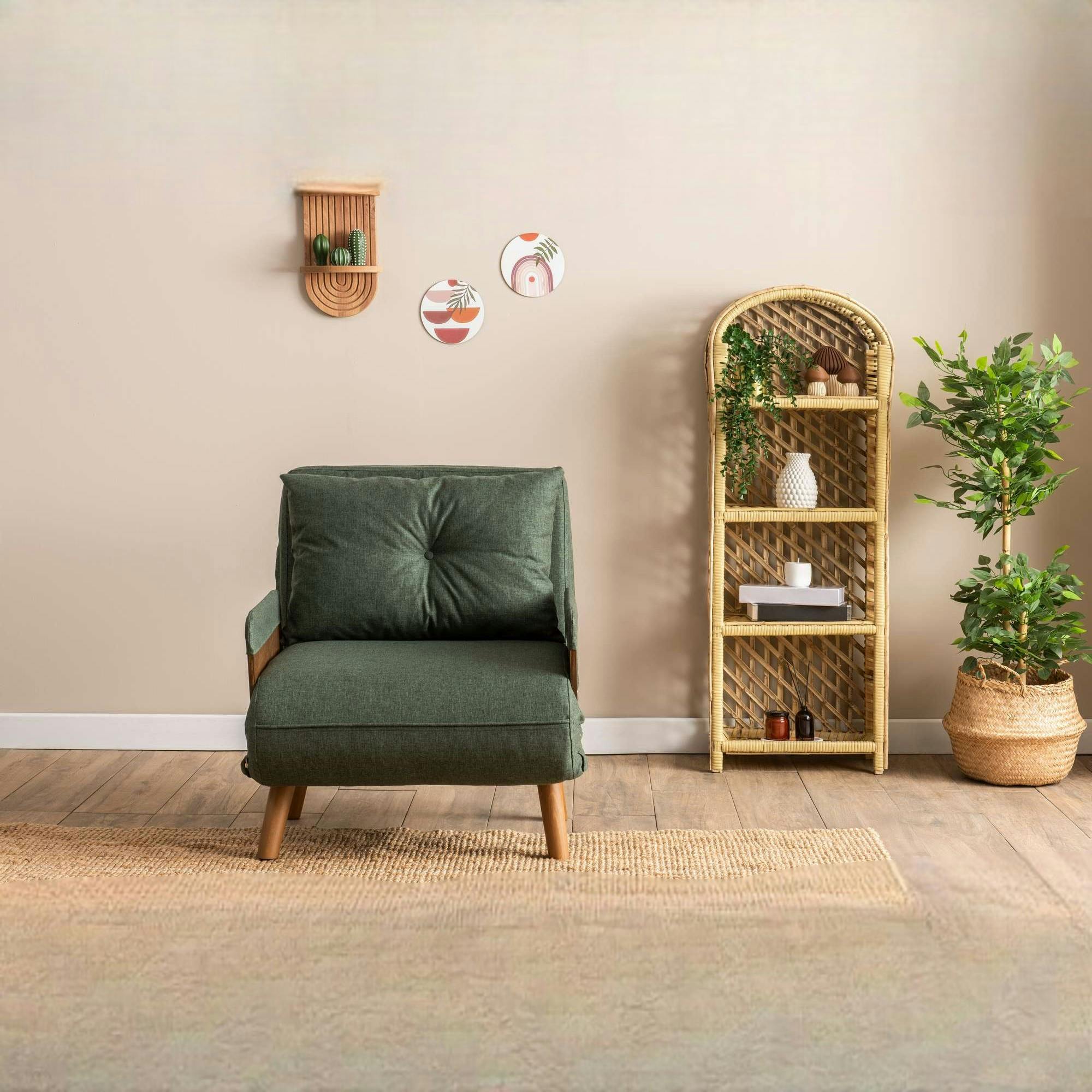 Fauteuil convertible vert 1 place couchage 190 cm LOJA