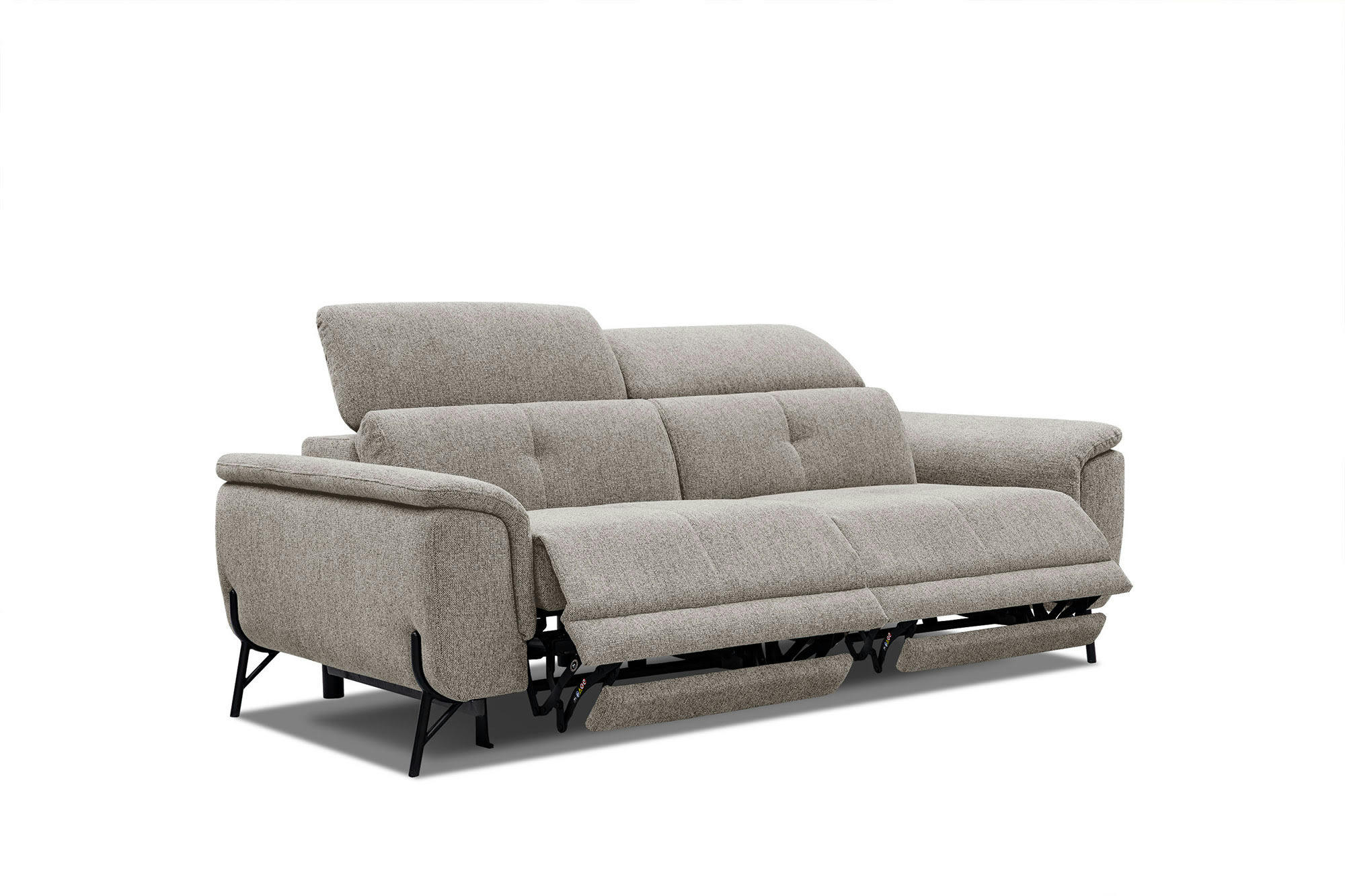 AVENA - Canapé droit 3 places avec 2 relax électriques tissu taupe