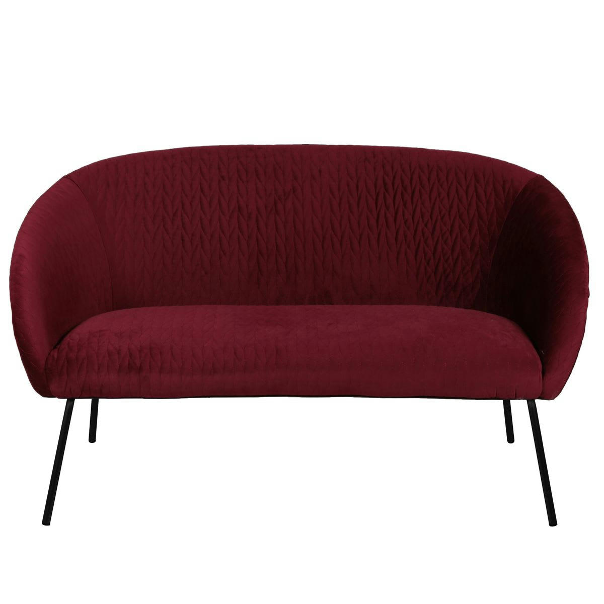 MARCO - Canapé 2 places velours bordeaux pieds métal