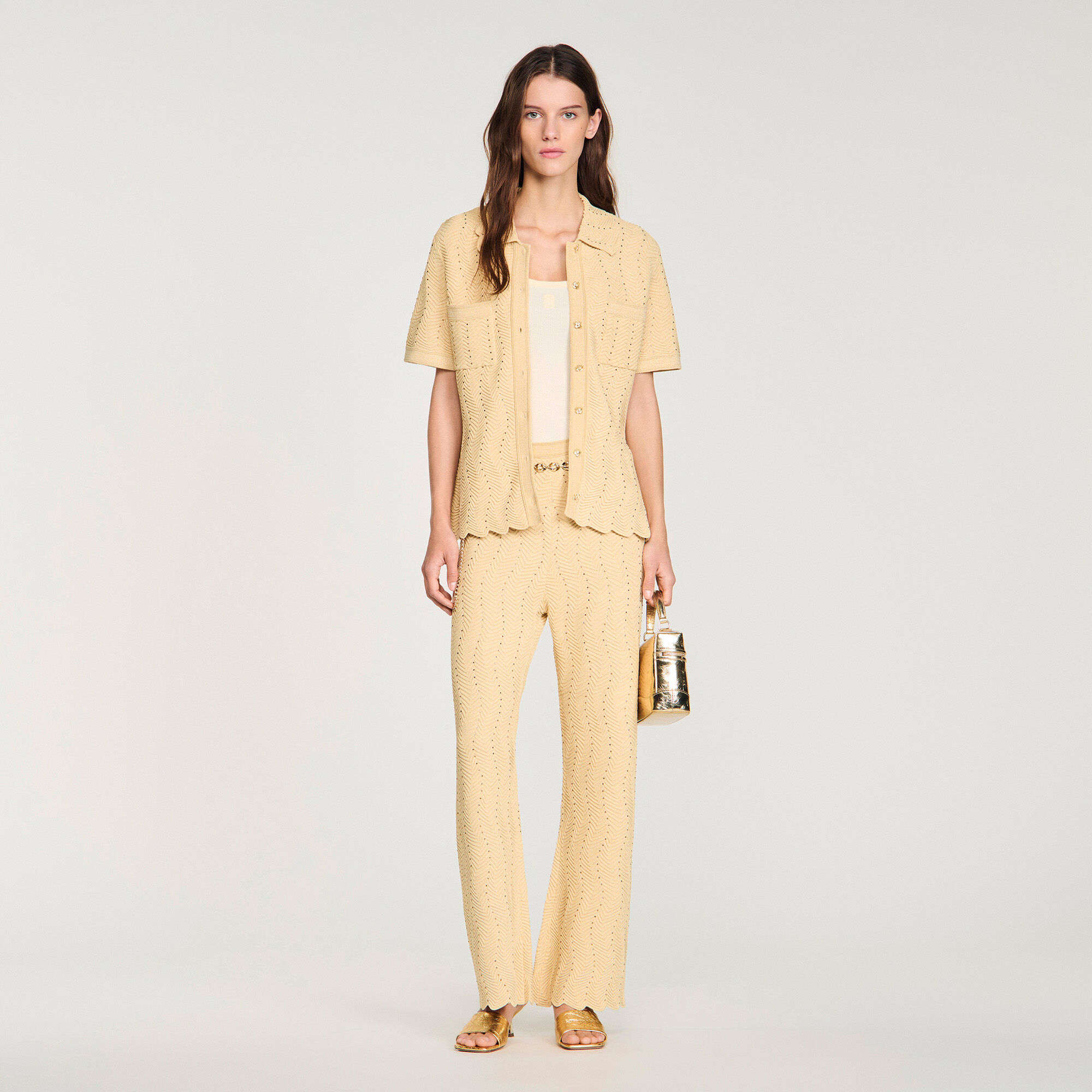 Pantalon en maille strassée