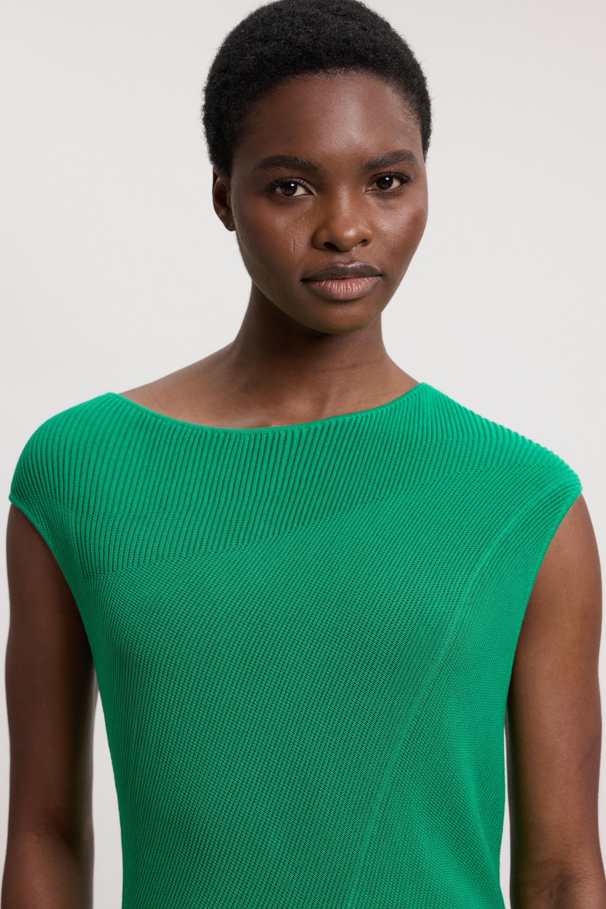 KarenMillen Sheer Detail Pleated Knit Midi Dress