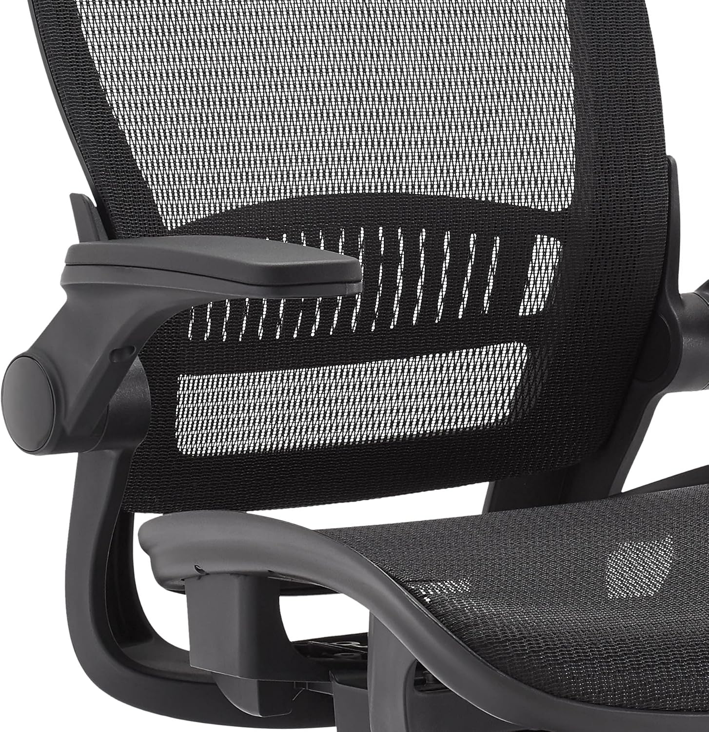 Amazon Basics Ergonomic High-Back Office Chair, Breathable Mesh, 360° Swivel, Easy to Assemble, Comfortable Flip-Up Armrests, 25.5D x 26.25W x 49.25H, Black