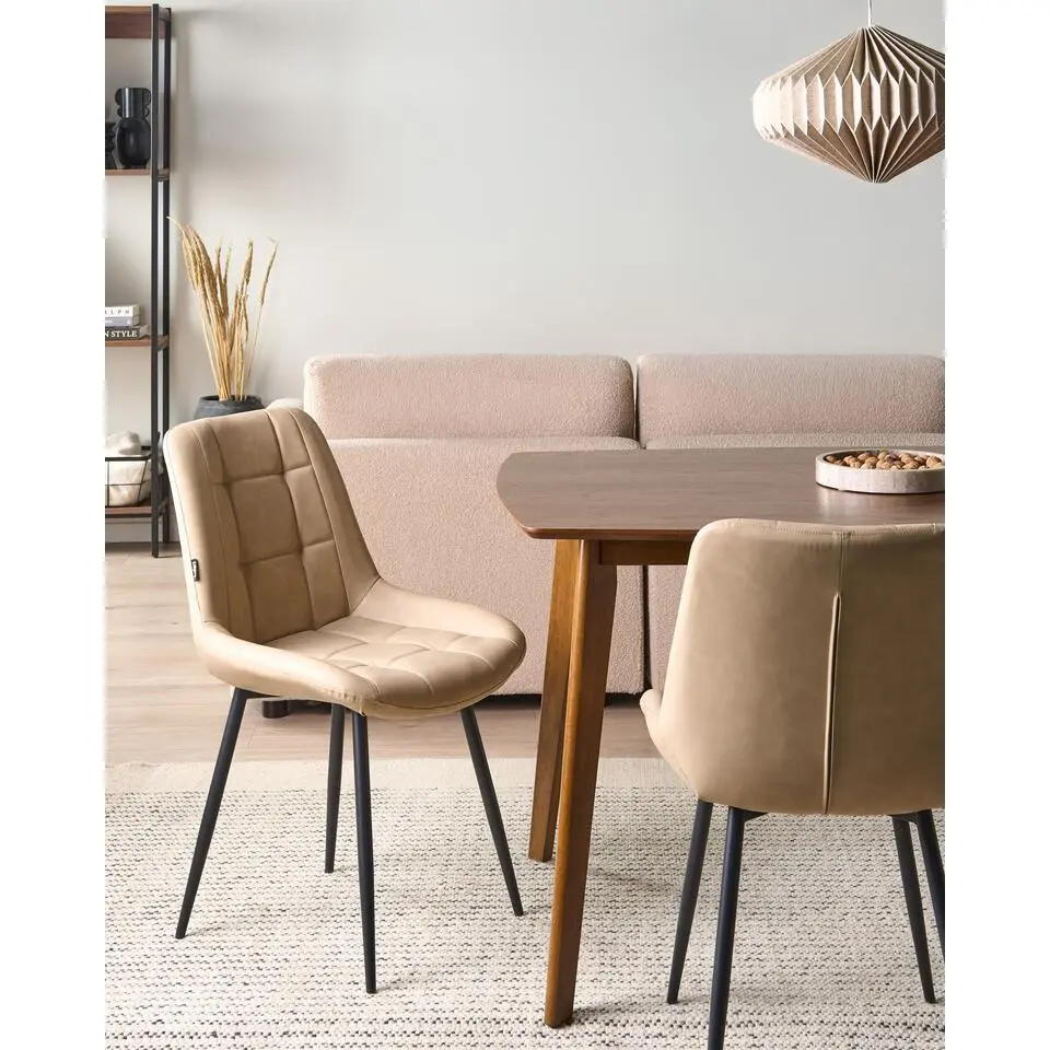 MELROSE - Eetkamerstoel - Beige - Kunstleer