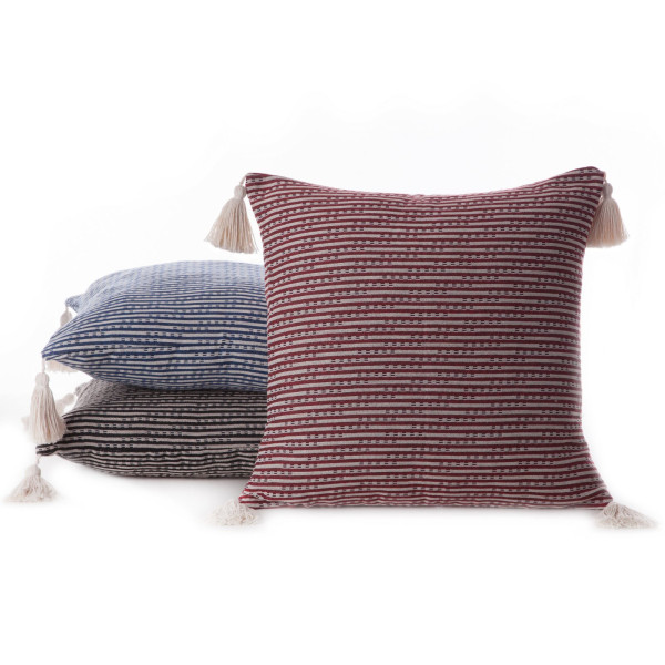 Poszewka na poduszkę BOHO 45x45 cm granat frędzle chwosty