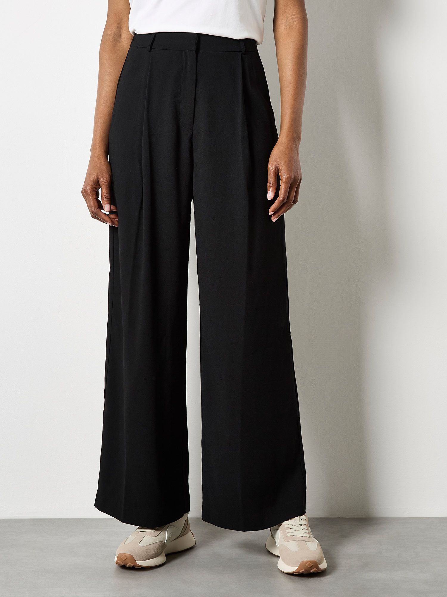 Apricot Wide Leg Crepe Trousers