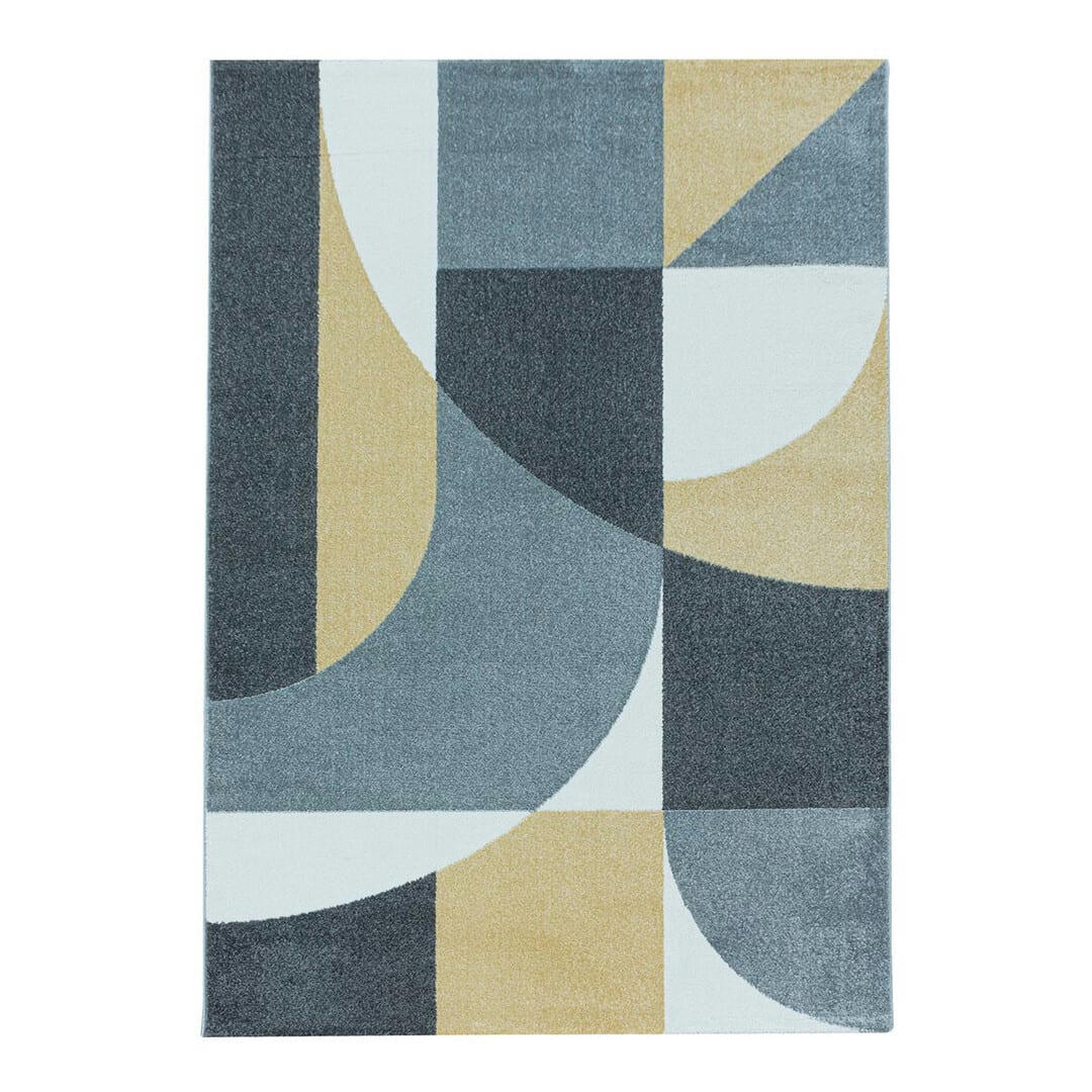 GROSBEC - Tapis géométrique scandinave en polypropylène jaune 140x200