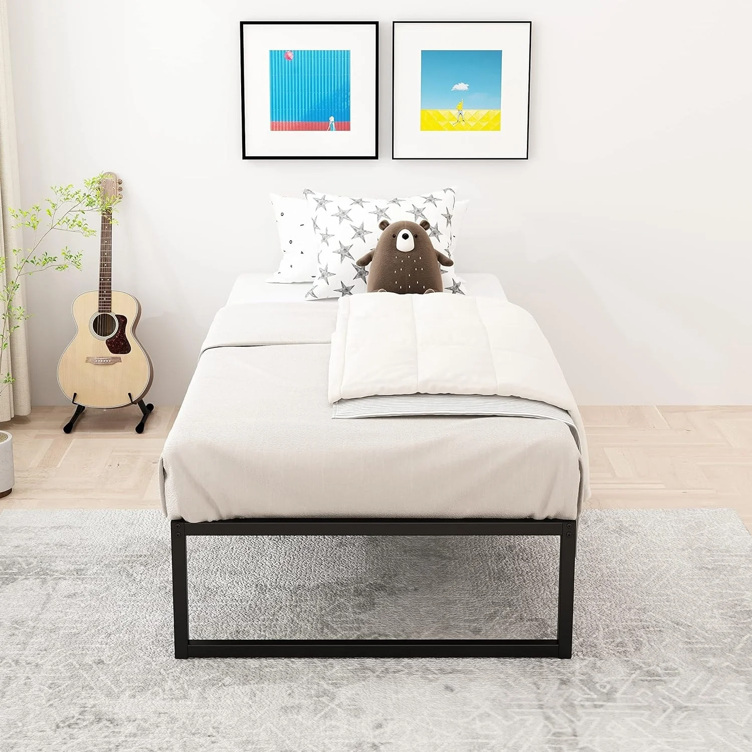 14 Inch Bed Frames,3500 lbs Heavy Duty Metal Platform,Steel Slats Support/No Box Spring Needed