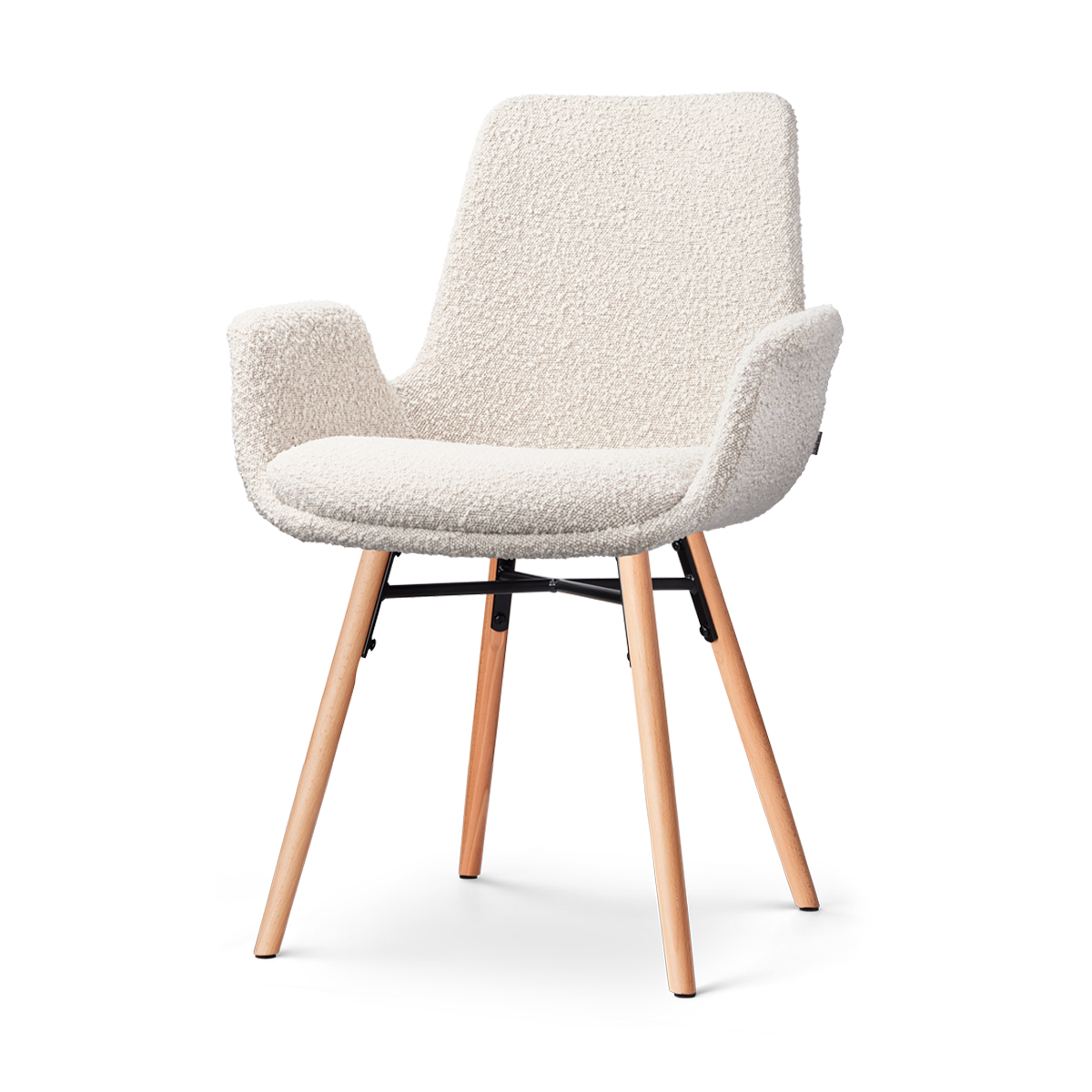 Nolon Nena-Eef Eetkamerstoel Bouclé Beige - met Armleuning - Stof