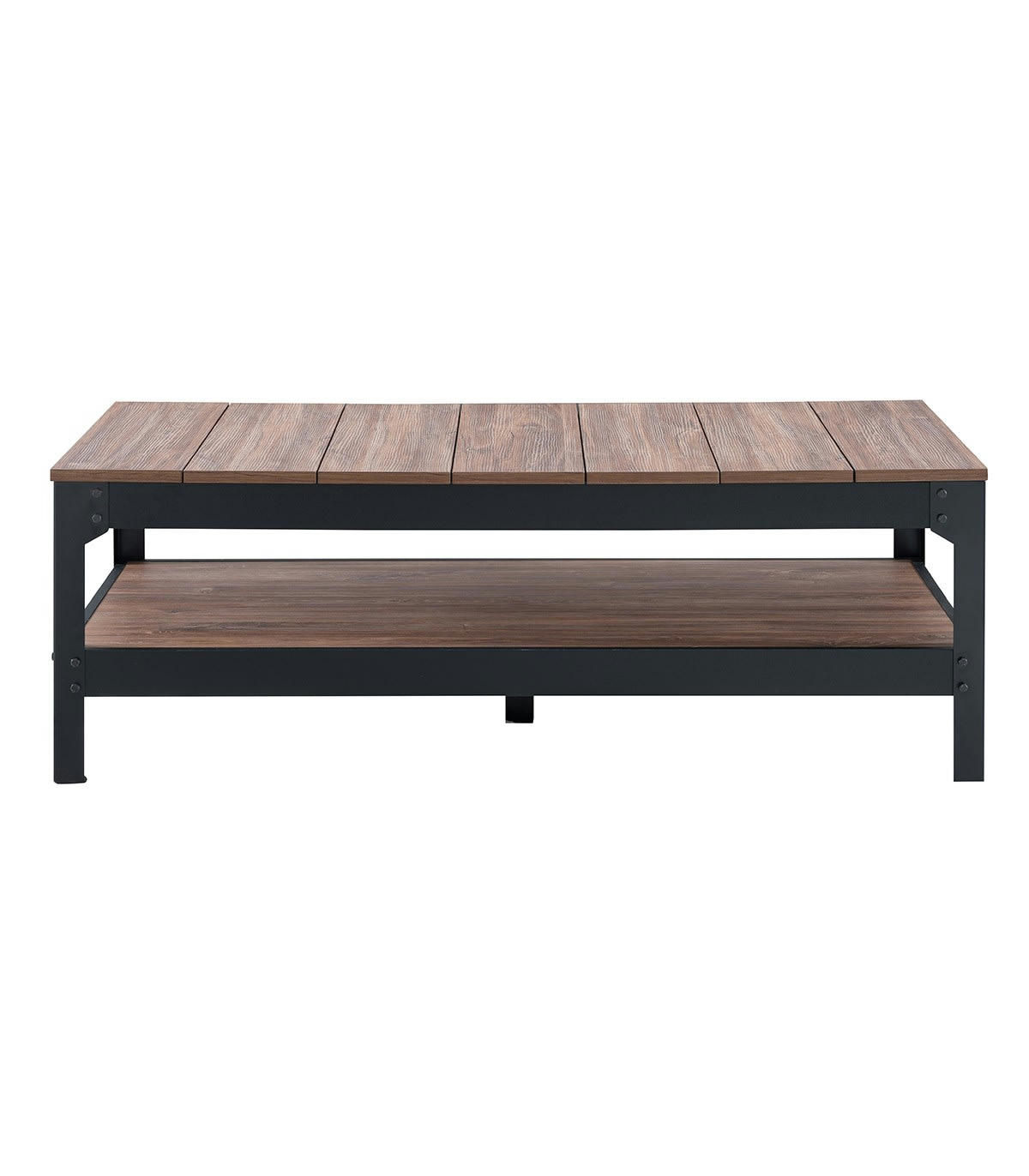 - Table basse métal noir et bois - L117cm