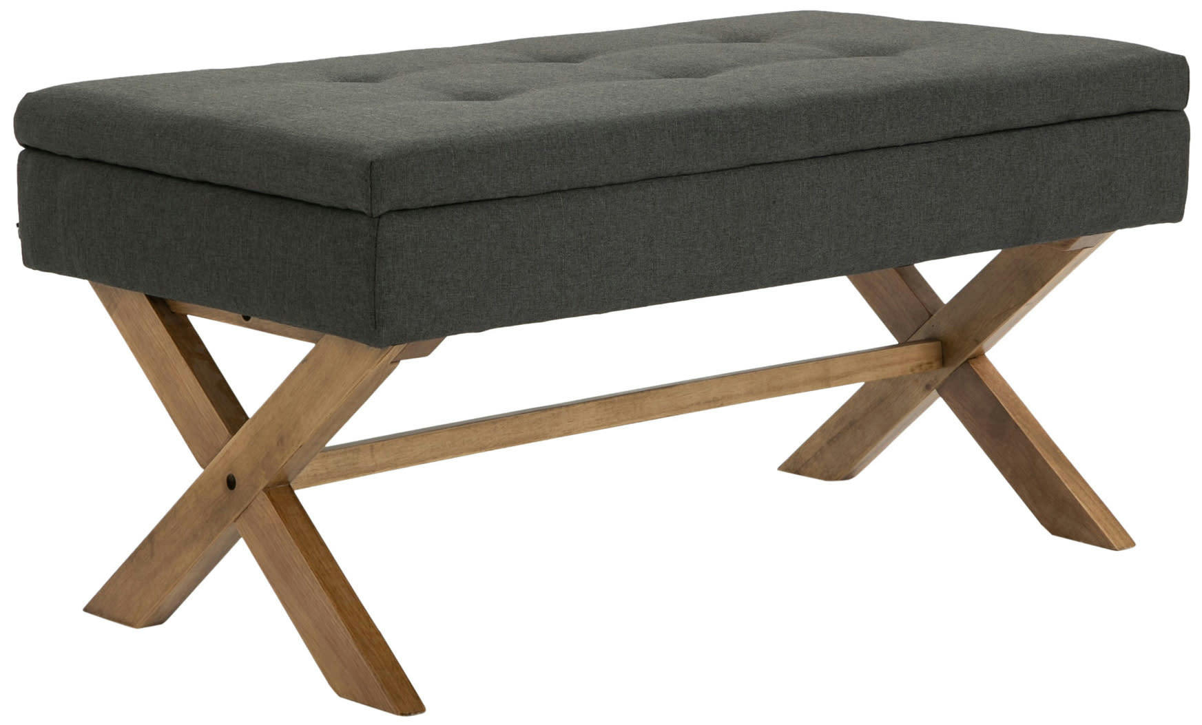 NAMARO - Banquette avec pieds en bois assise en tissu Gris foncé