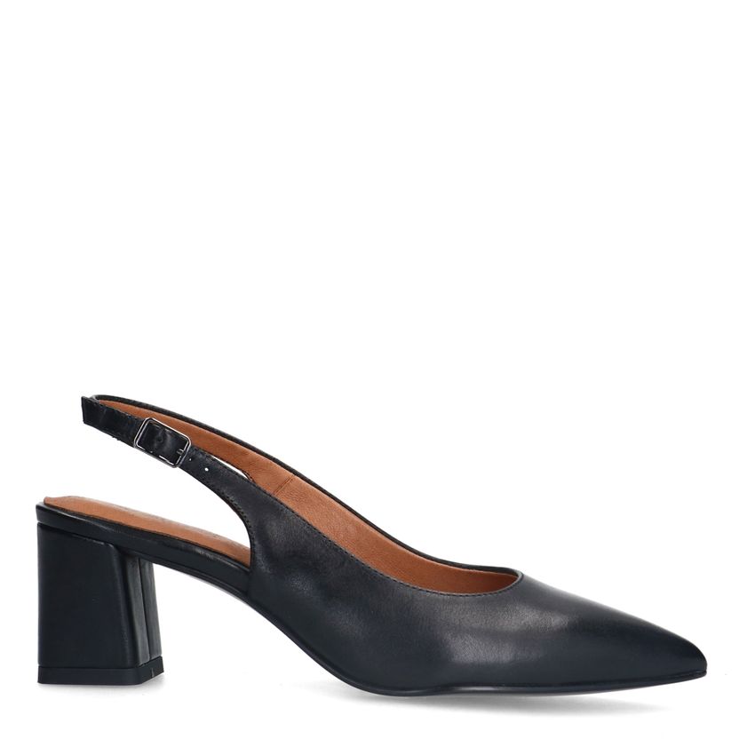No Stress Zwarte leren slingbacks