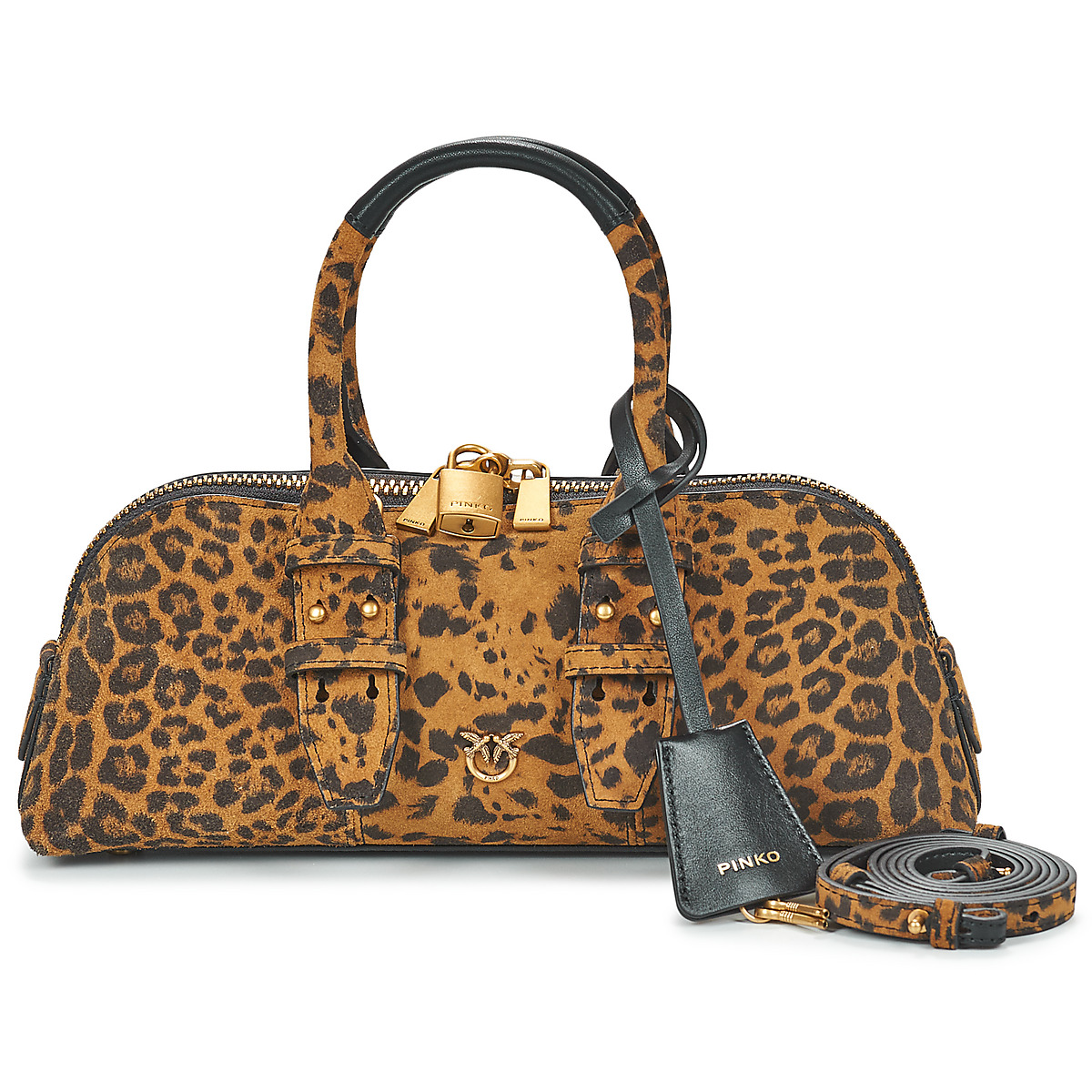 Pinko - BOWLING BAG BAGUETTE SUEDE - Leopard