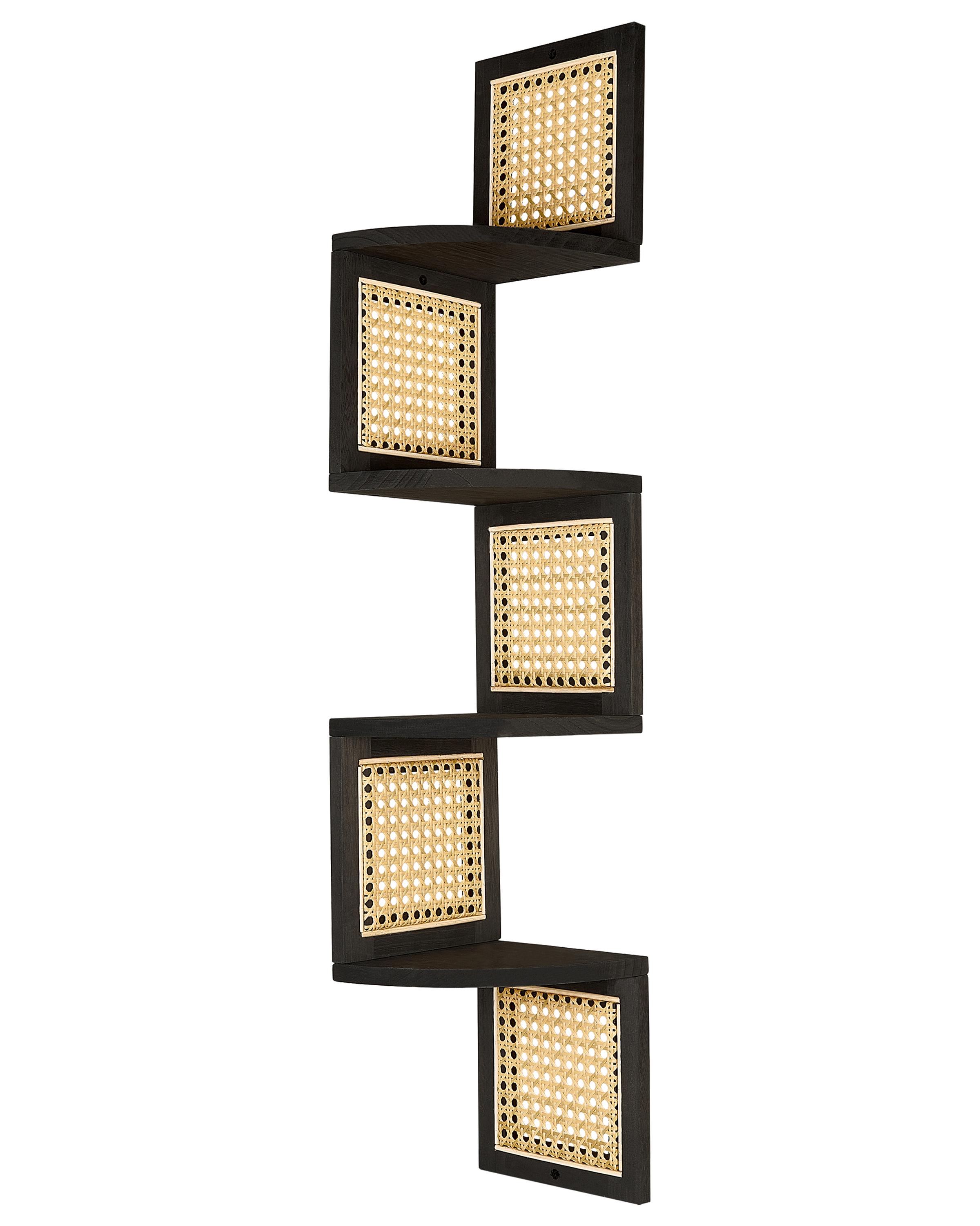 4 Tier Shelving Unit ALDER Paulownia Wood 101 cm Black