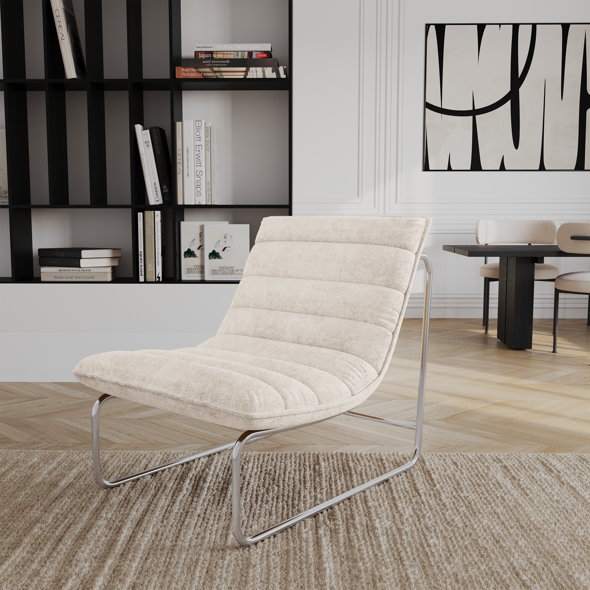 Fauteuil VINTY Fluweel met structuur Ecru