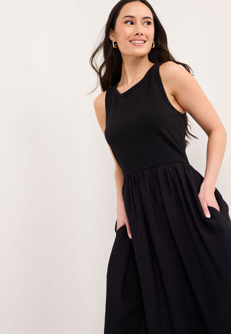 Womens Black Airflow 2 in 1 Midi Dress