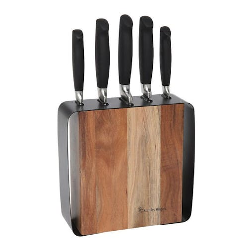 Stanley Rogers Framed Acacia Knife Block 6 Piece 41413 Wood Block & Steel Knives