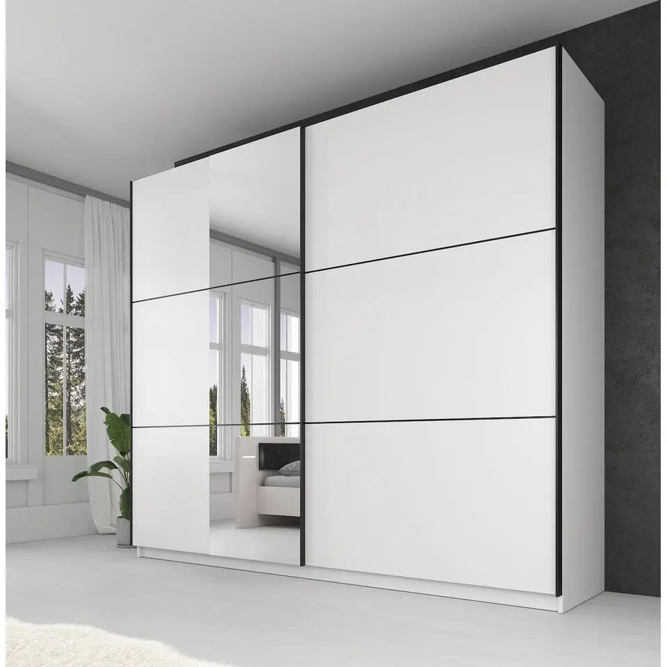 Meubella - Kledingkast Samantha - Wit - 236 cm - Met spiegel