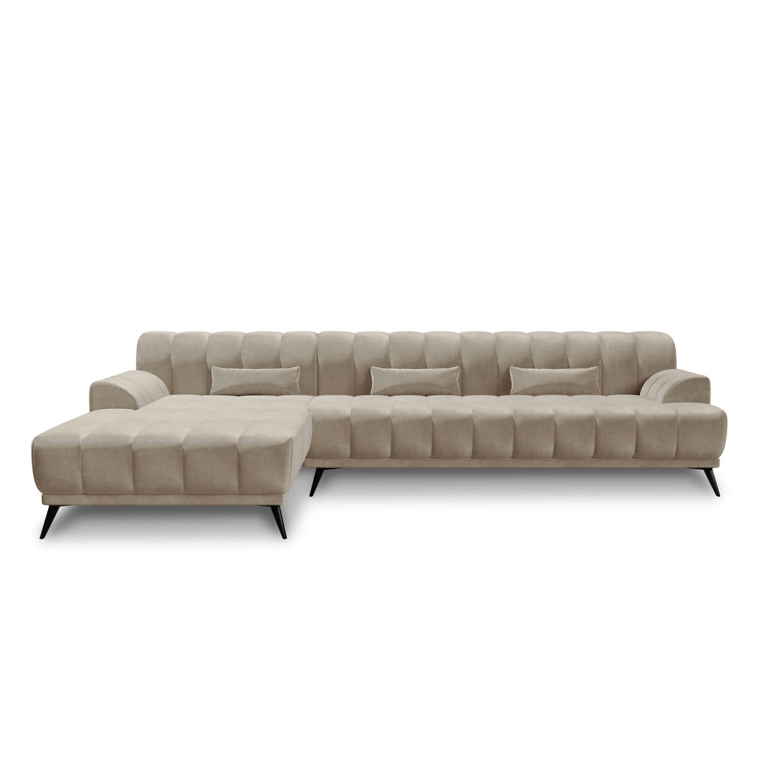 NOAH - Canapé d'angle gauche  tissu velours taupe