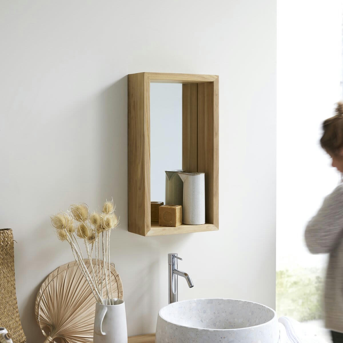 STELLE - Miroir en teck 55x30 cm