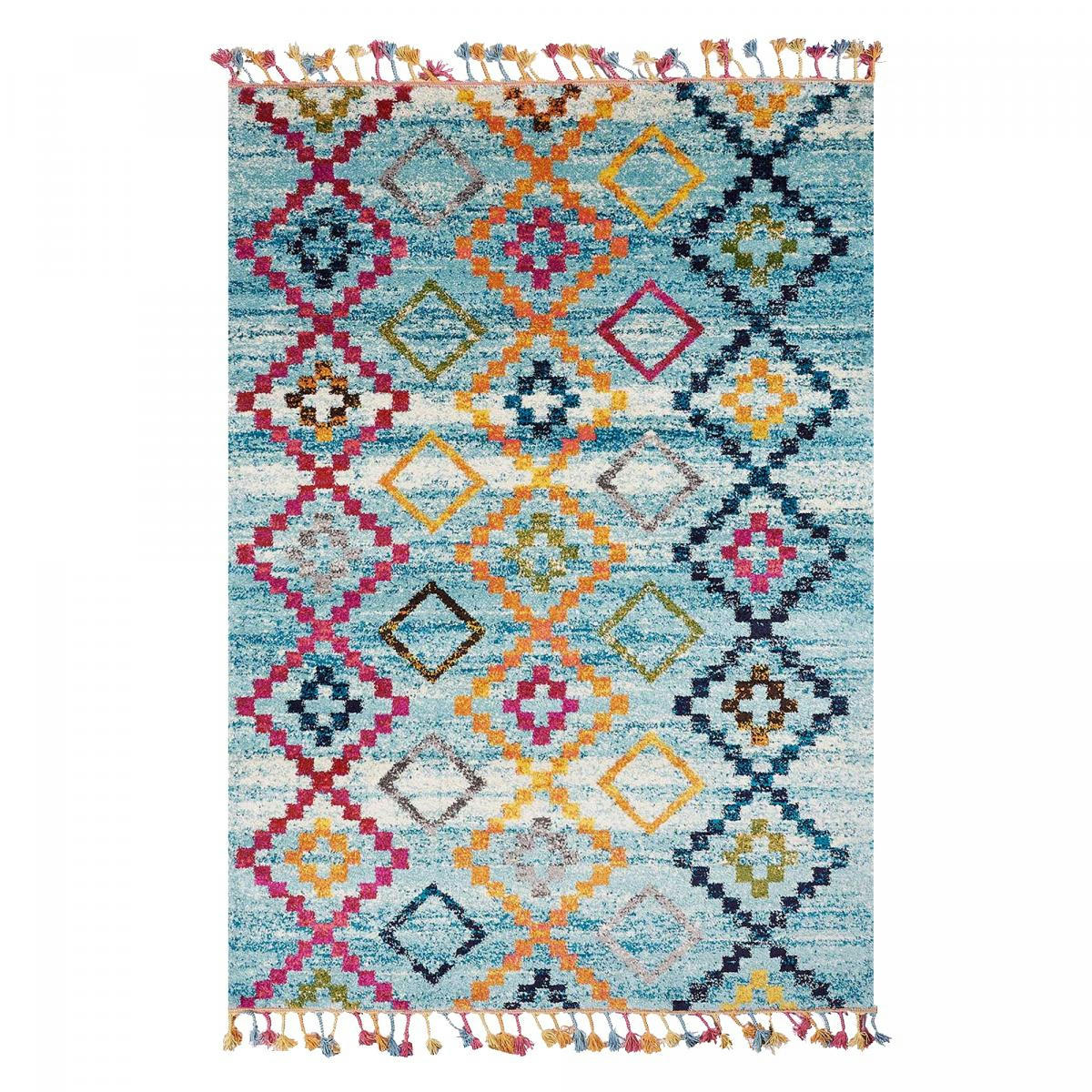 OURIKA MK 05 - Tapis berbère style bleu 200x290