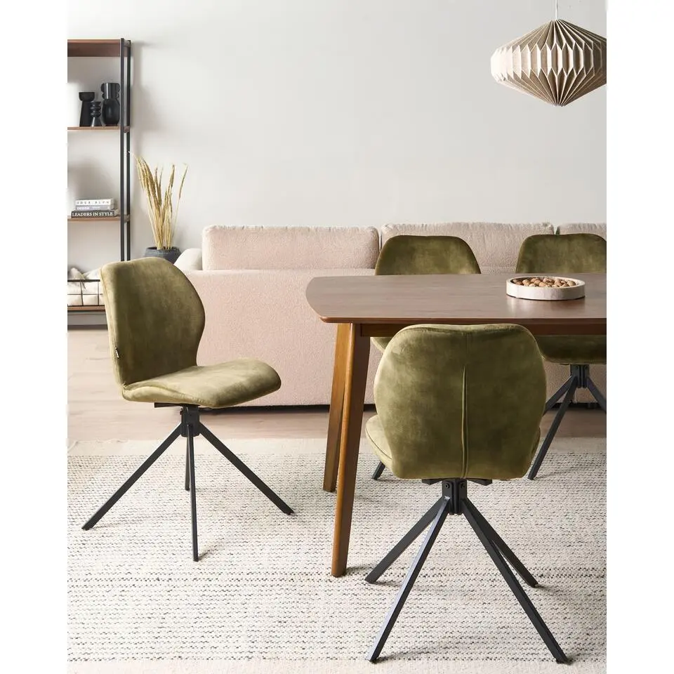MORRISON - Eetkamerstoel set van 4 - Groen - Fluweel