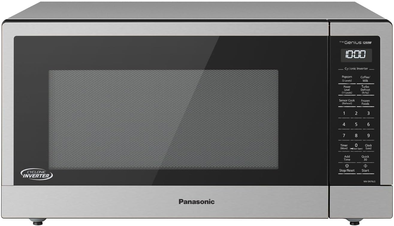 Panasonic NN-SN76LS 1.6 cu.ft Cyclonic Inverter Countertop Microwave Oven 1250Watt Power with Genius Sensor Cooking, 19.44D x 21.88W x 11.94H, Stainless Steel