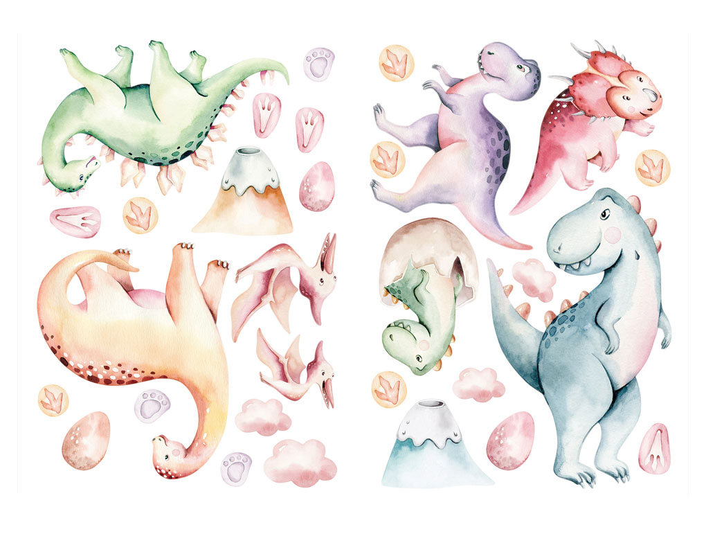 Wandtattoo Dinos Bunt