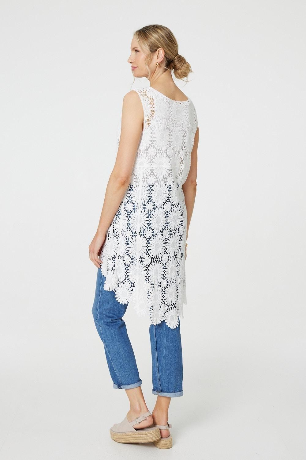 Izabel London Floral Lace Tie Front Cardigan