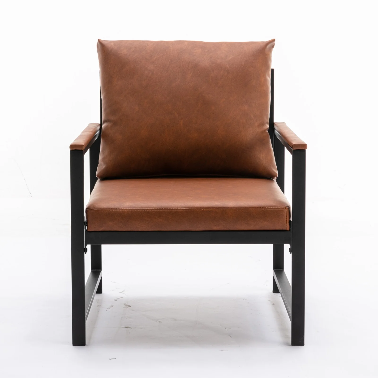 Modern Faux Leather Accent Chair with Black Powder Coated Metal Frame